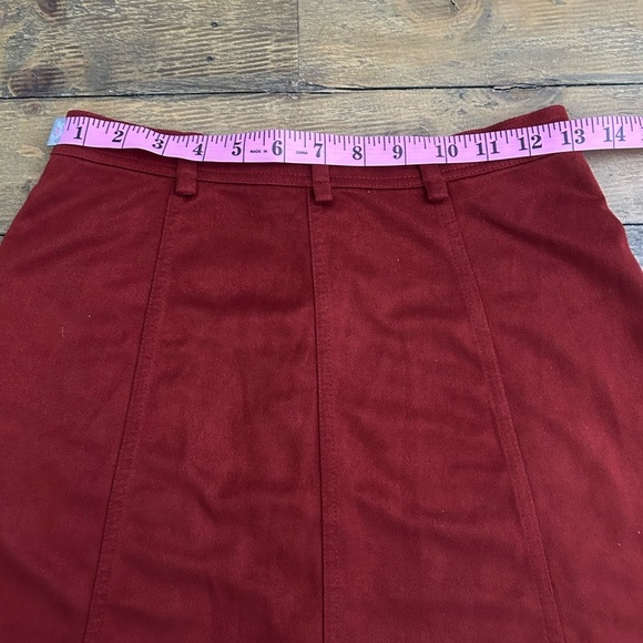 ZARA Deep Rust Orange A-Line Skirt w/Front Snap Buttons faux Pockets Academia - Picture 6 of 8